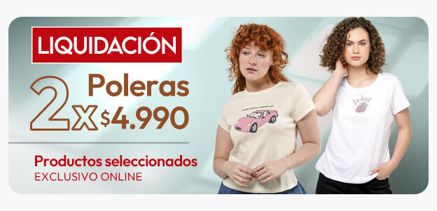 Poleras mujer desde $2.990
