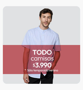 Todas las camisas hombre $3.990 solo verano