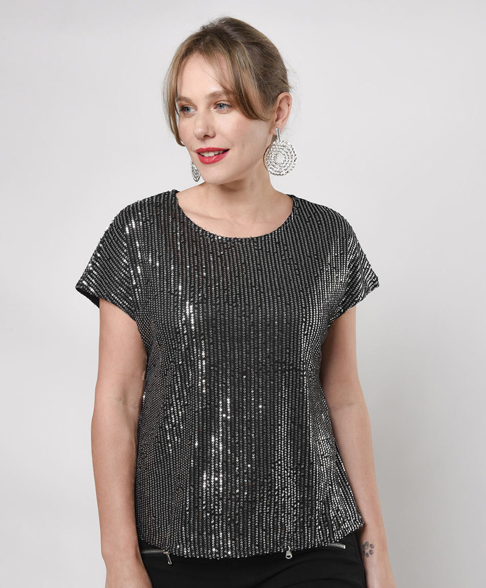 Polera mujer lentejuelas forrada Polera mujer lentejuelas forrada