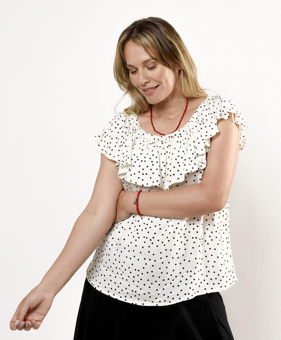 Blusa mujer puntitos vuelo