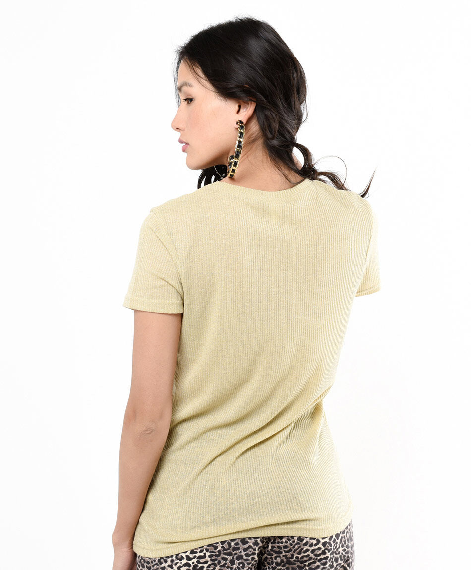 Polera mujer lurex dorada