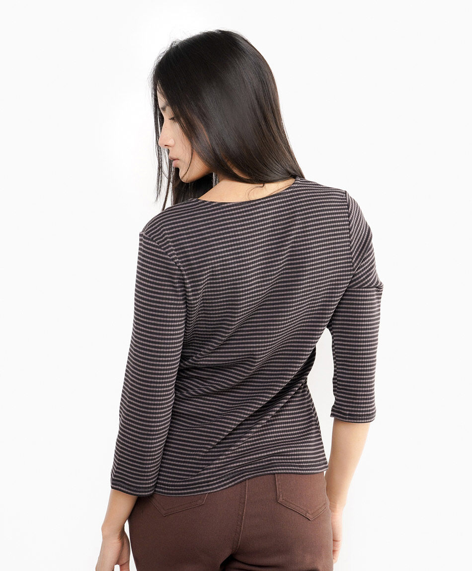 Polera mujer listada estilo cardigan
