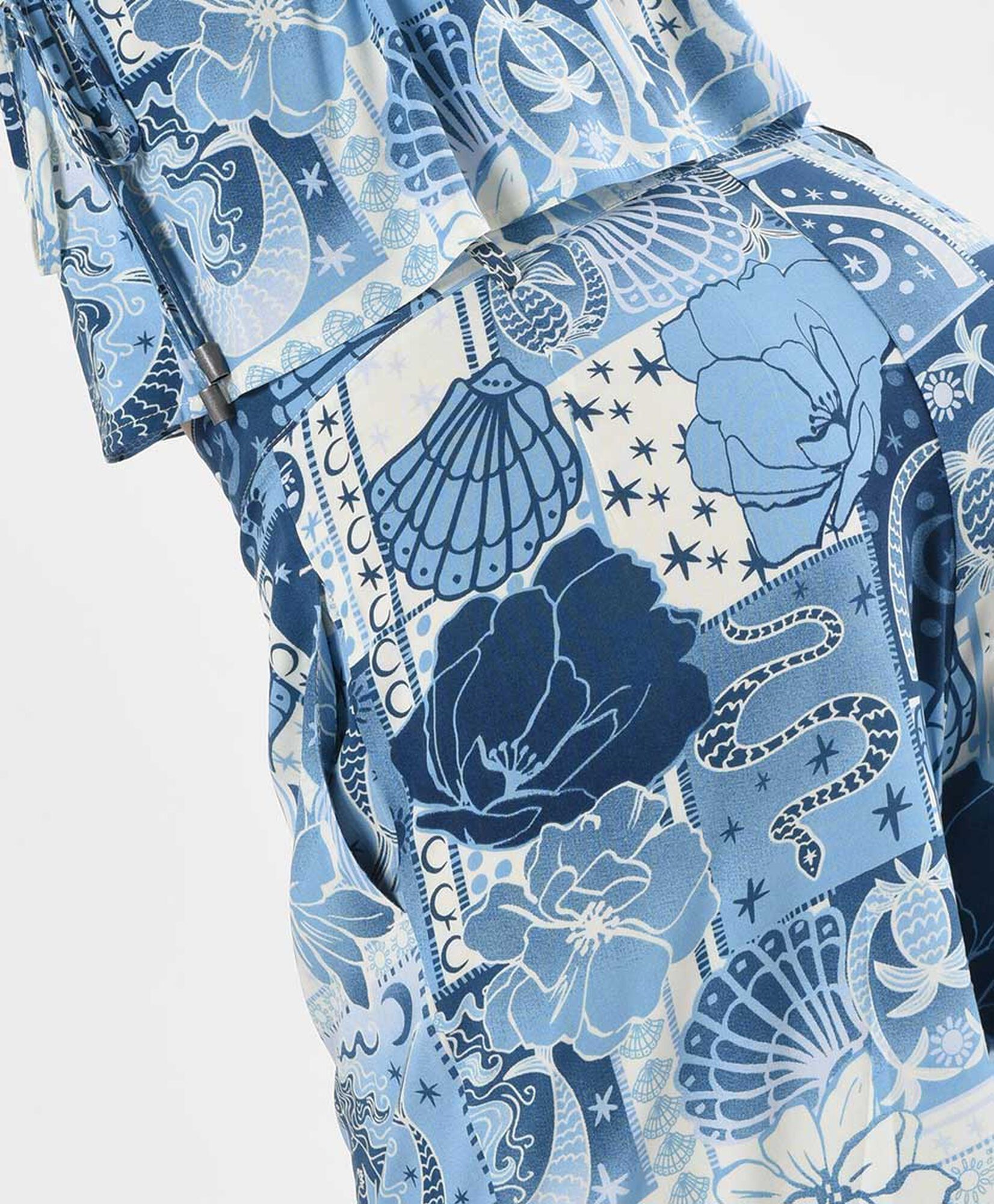 Pantalón mujer estampado marino wide Pantalón mujer estampado marino wide