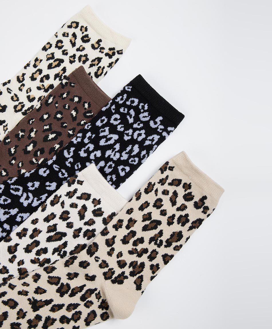 Pack 5 calcetines mujer animal print