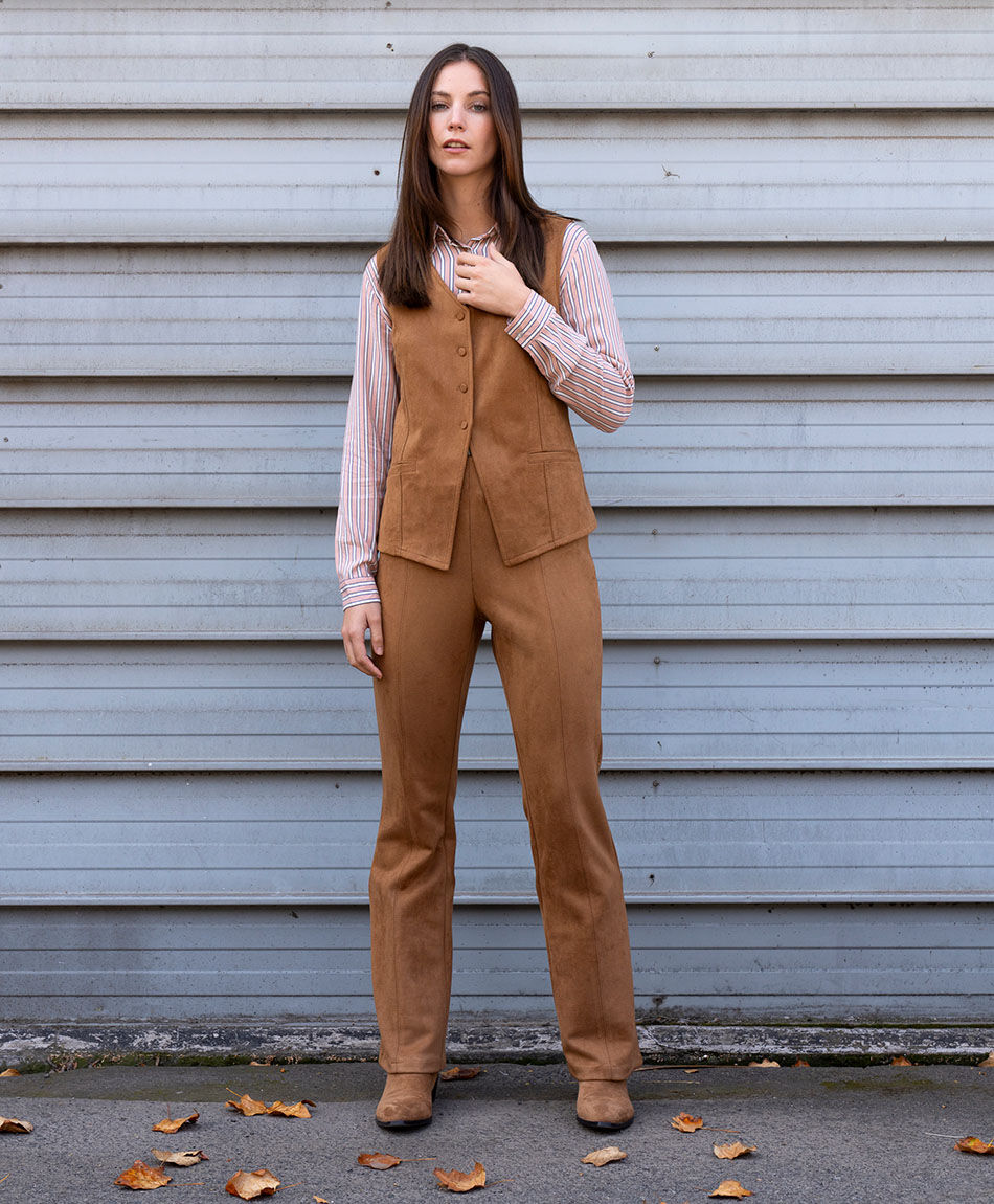 Pantal&oacute;n mujer suede liso