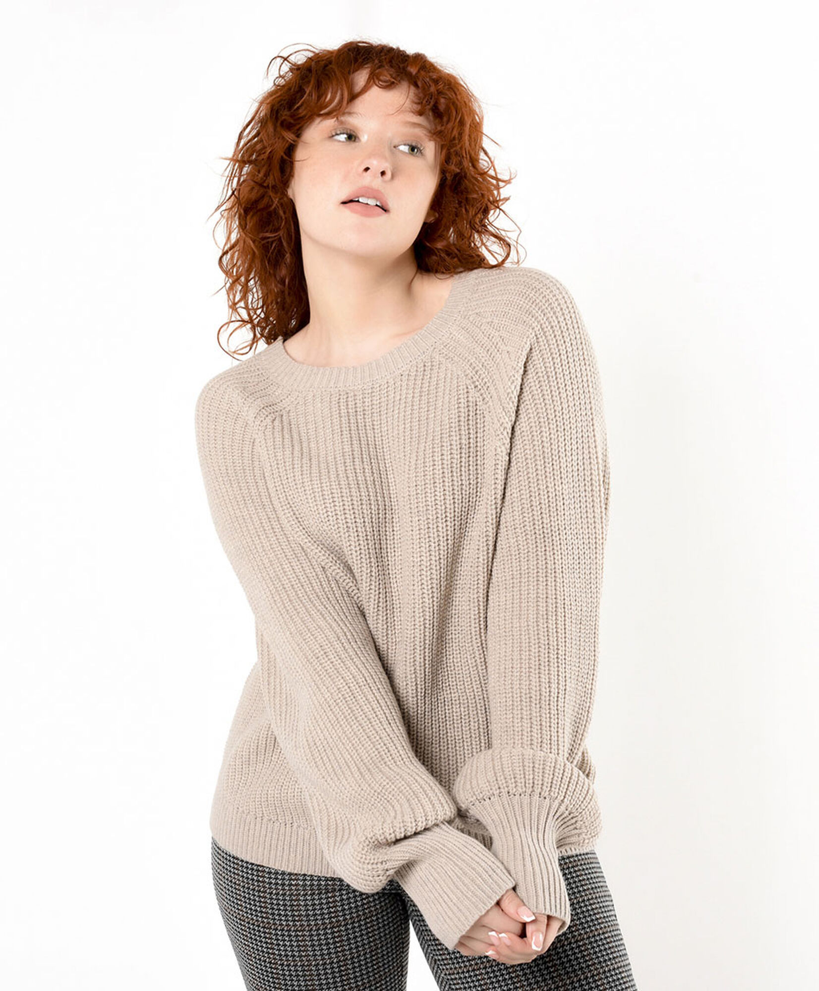 Sweater mujer punto inglés beige Sweater mujer punto inglés beige