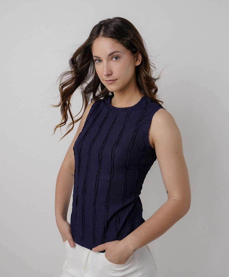 Polera mujer jacquard vertical