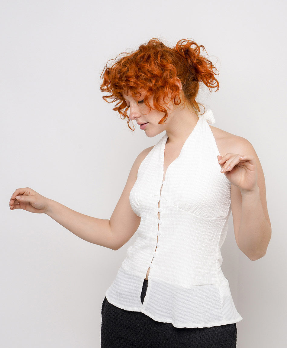 Blusa mujer elegante abotonada