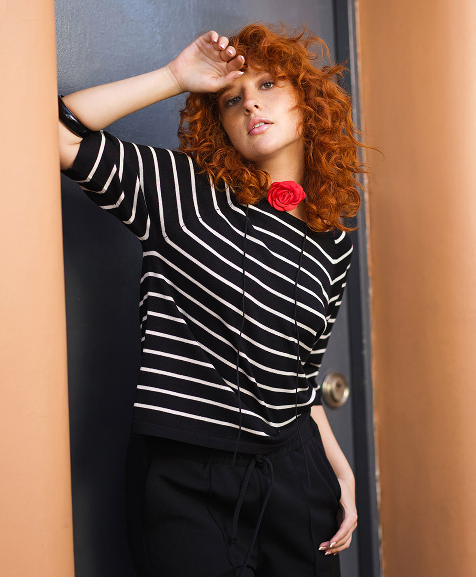 Sweater mujer líneas manga corta Sweater mujer líneas manga corta