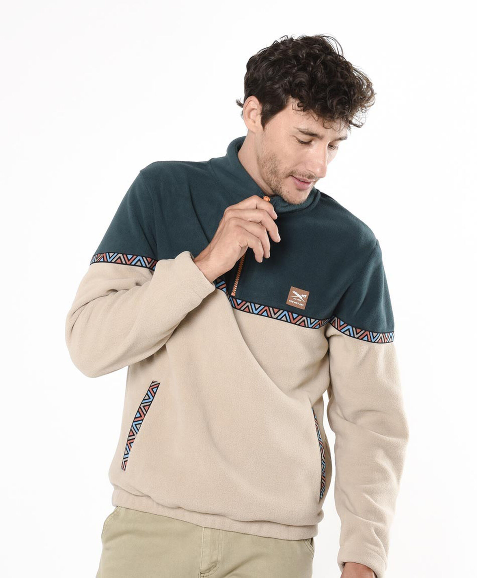 Polerón hombre polar bicolor medio cierre Polerón hombre polar bicolor medio cierre