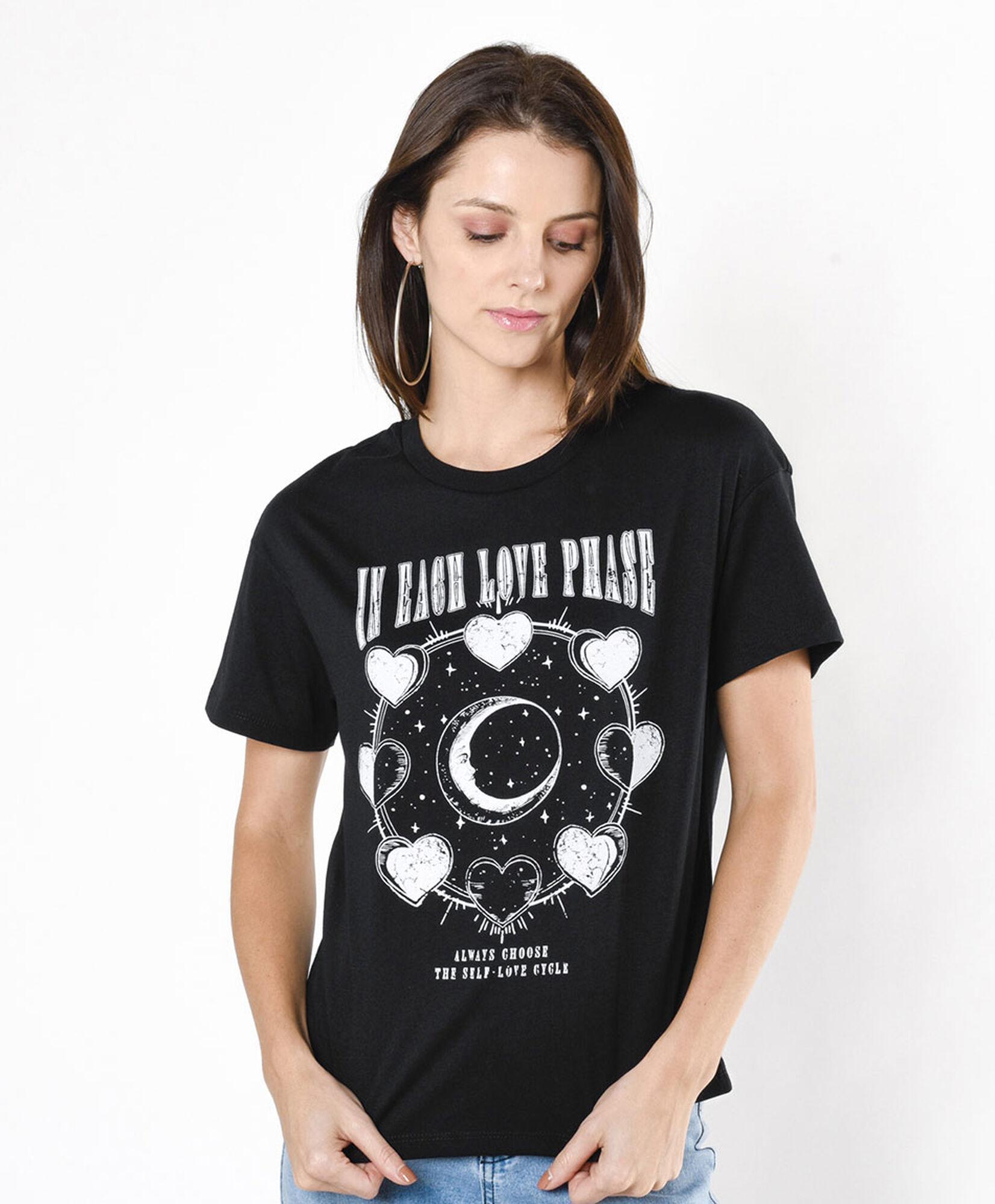 Polera mujer fases luna corazón Polera mujer fases luna corazón