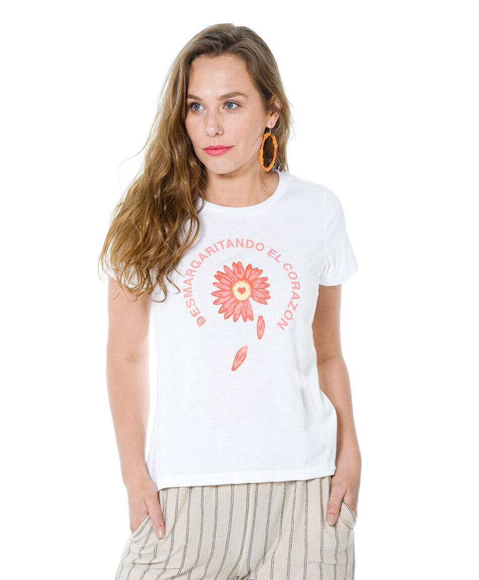 Polera estampado margaritas