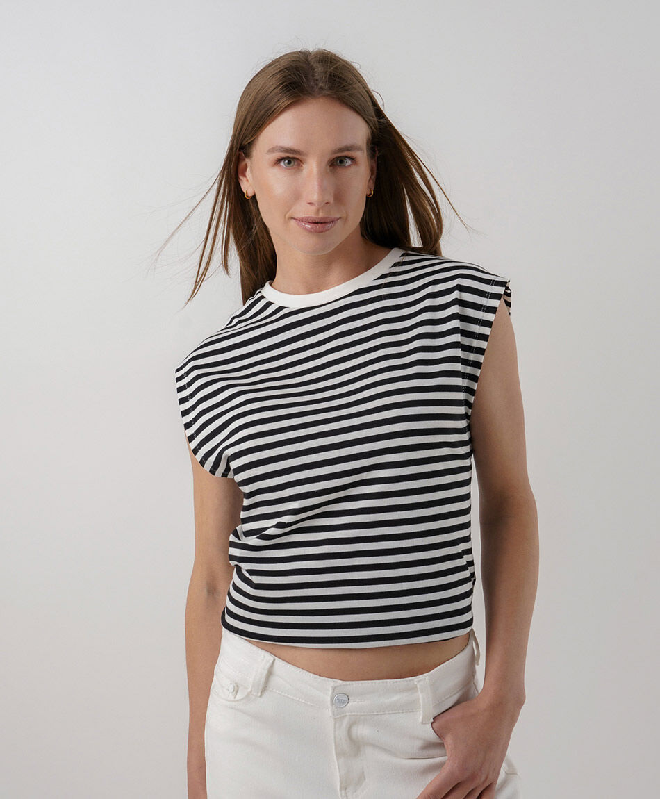 Polera mujer cuadrada rayas