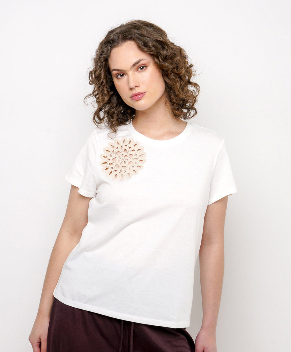 Polera mujer flor crochet