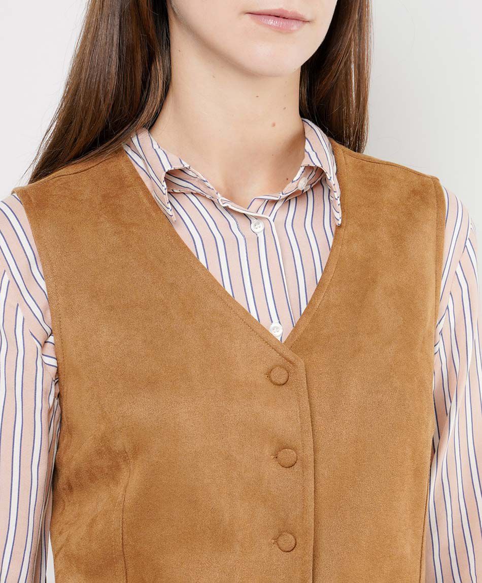 Vest mujer suede camel