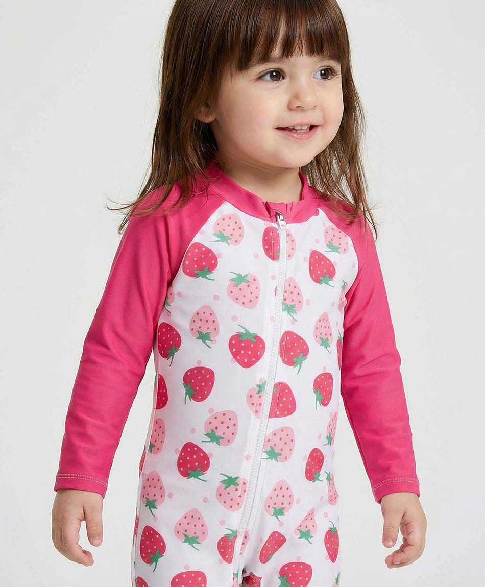 Traje de ba&ntilde;o beb&eacute; entero frutillas