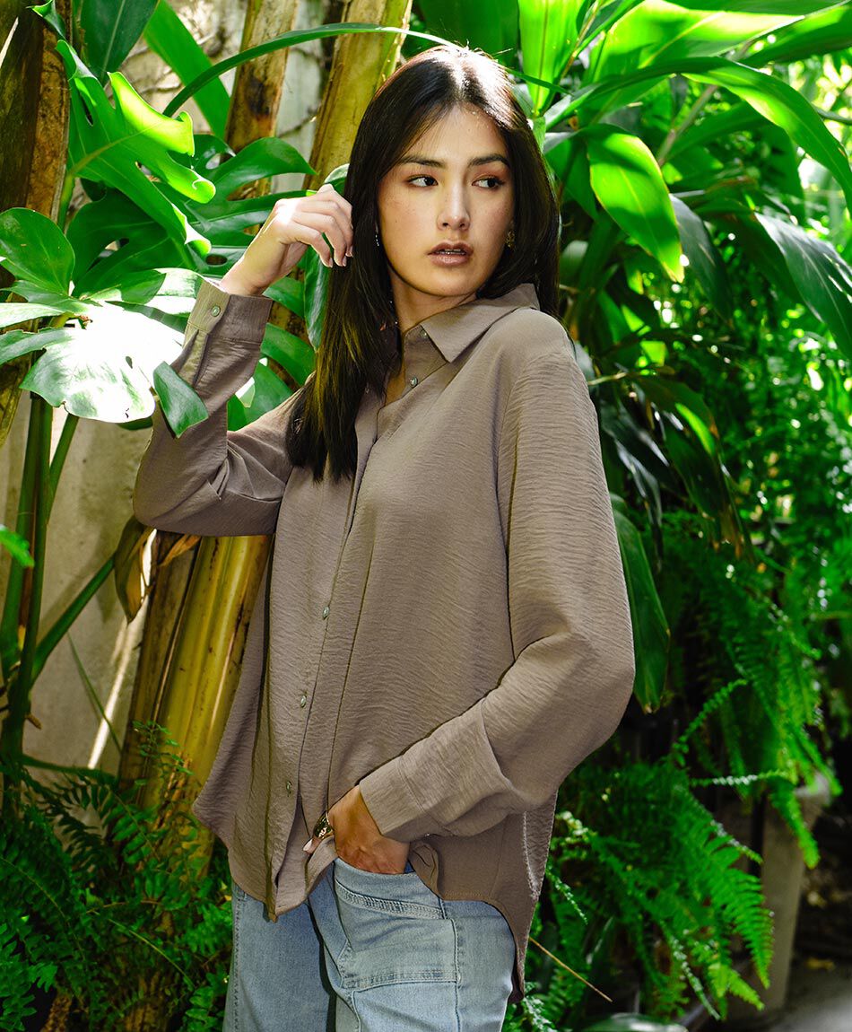 Blusa mujer camisera chocolate