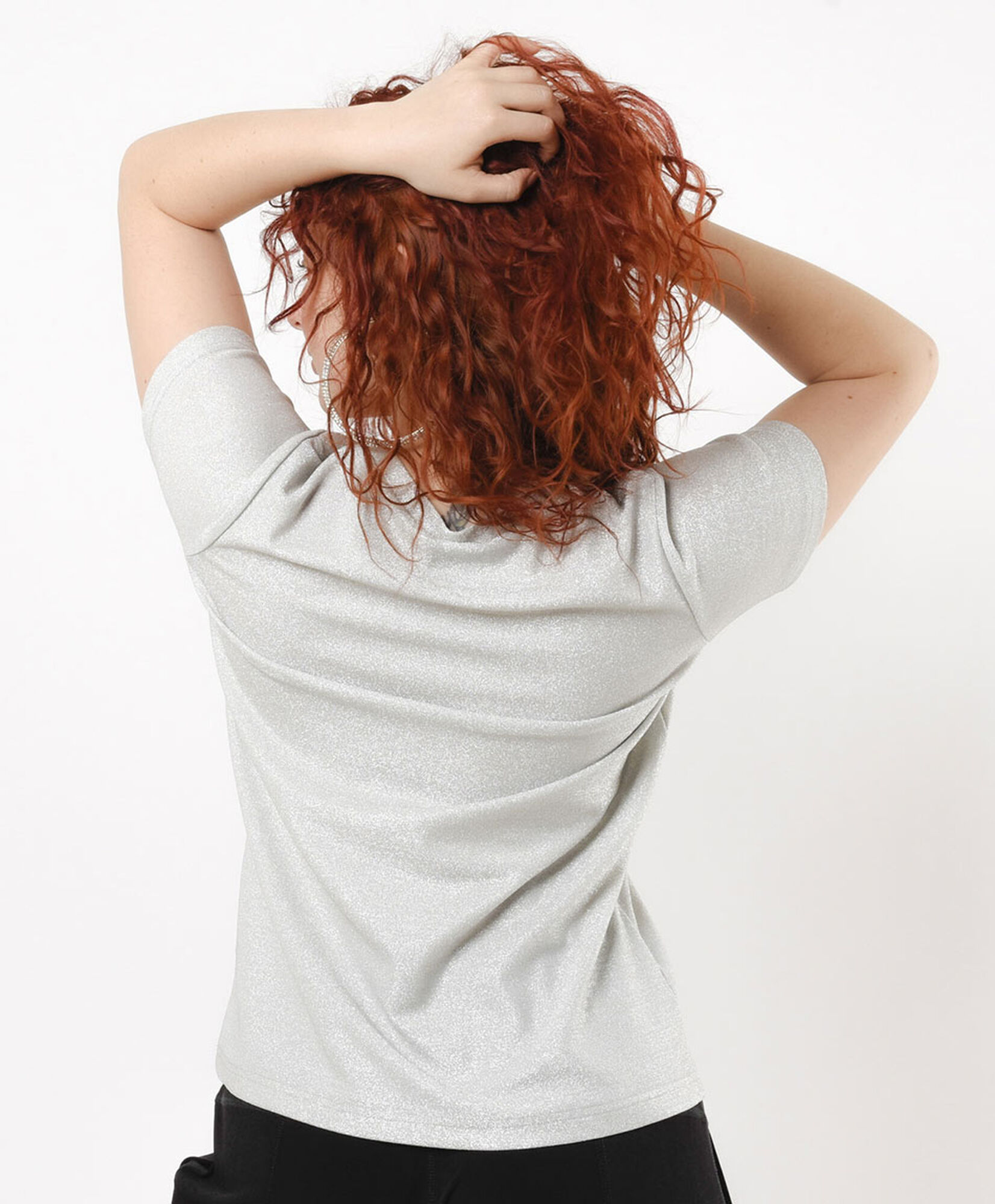 Polera mujer metalizada plateada Polera mujer metalizada plateada