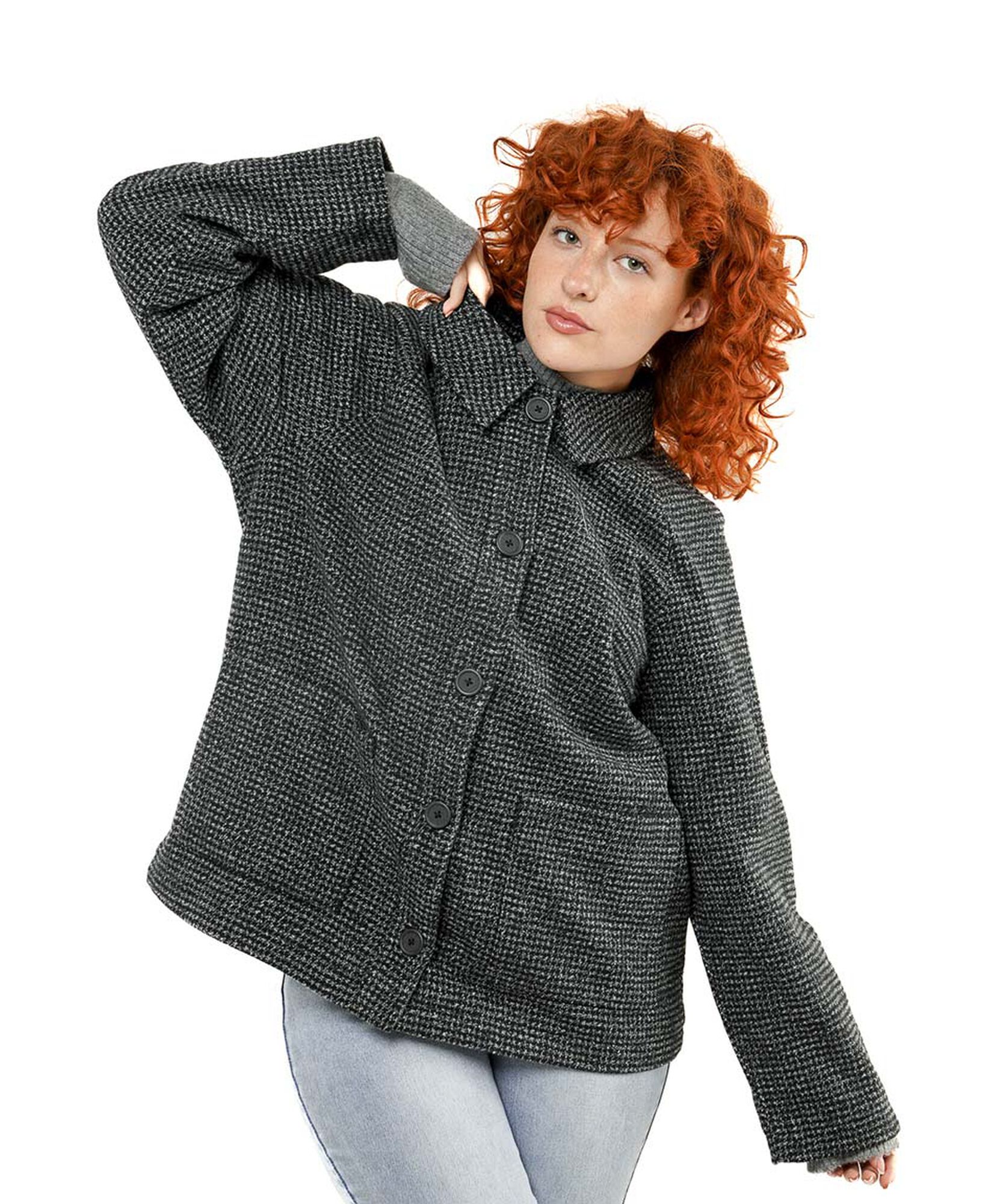 Chaqueta mujer mini cuadros botones Chaqueta mujer mini cuadros botones