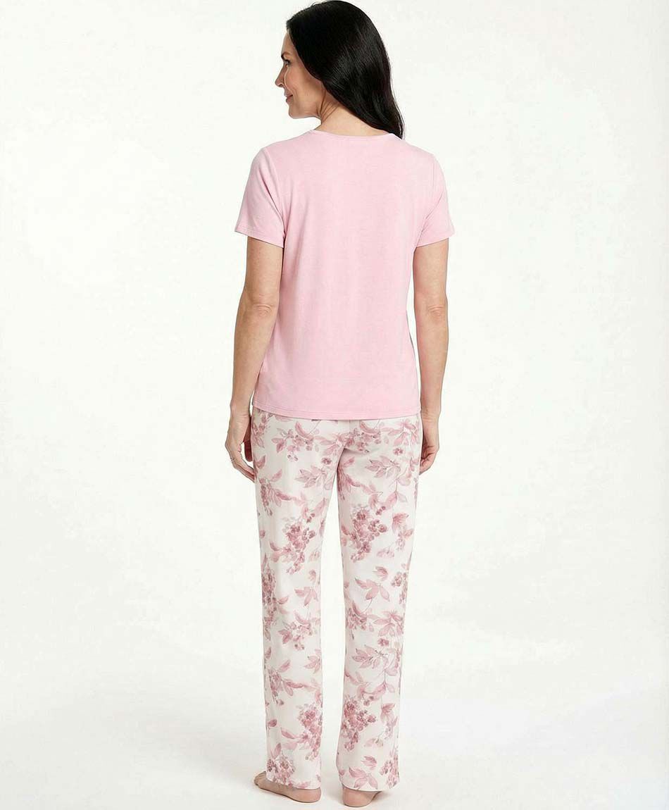 Pijama mujer dise&ntilde;o floreado pink