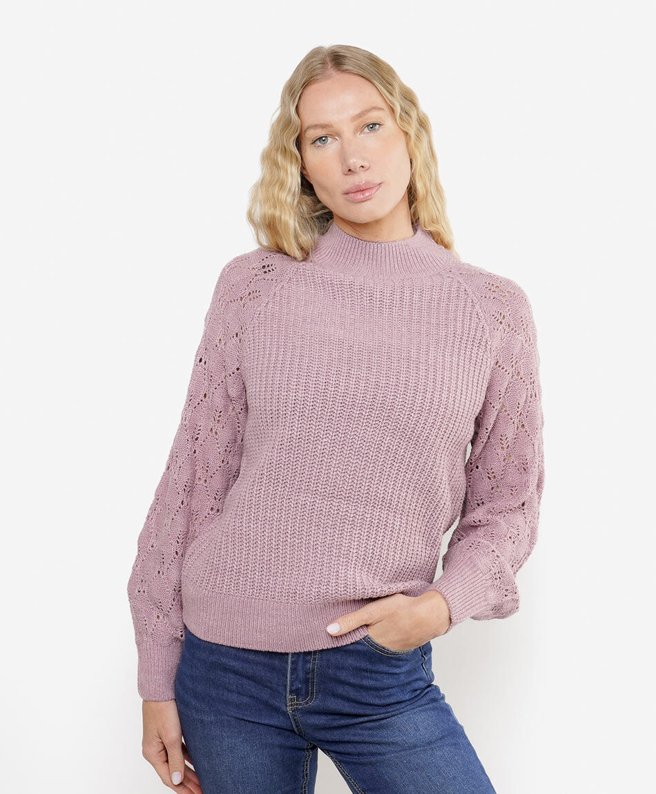 Sweater mujer manga tejida
