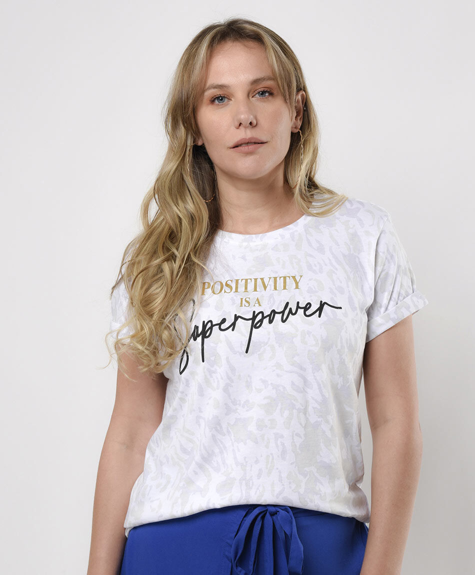 Polera mujer animal print texto