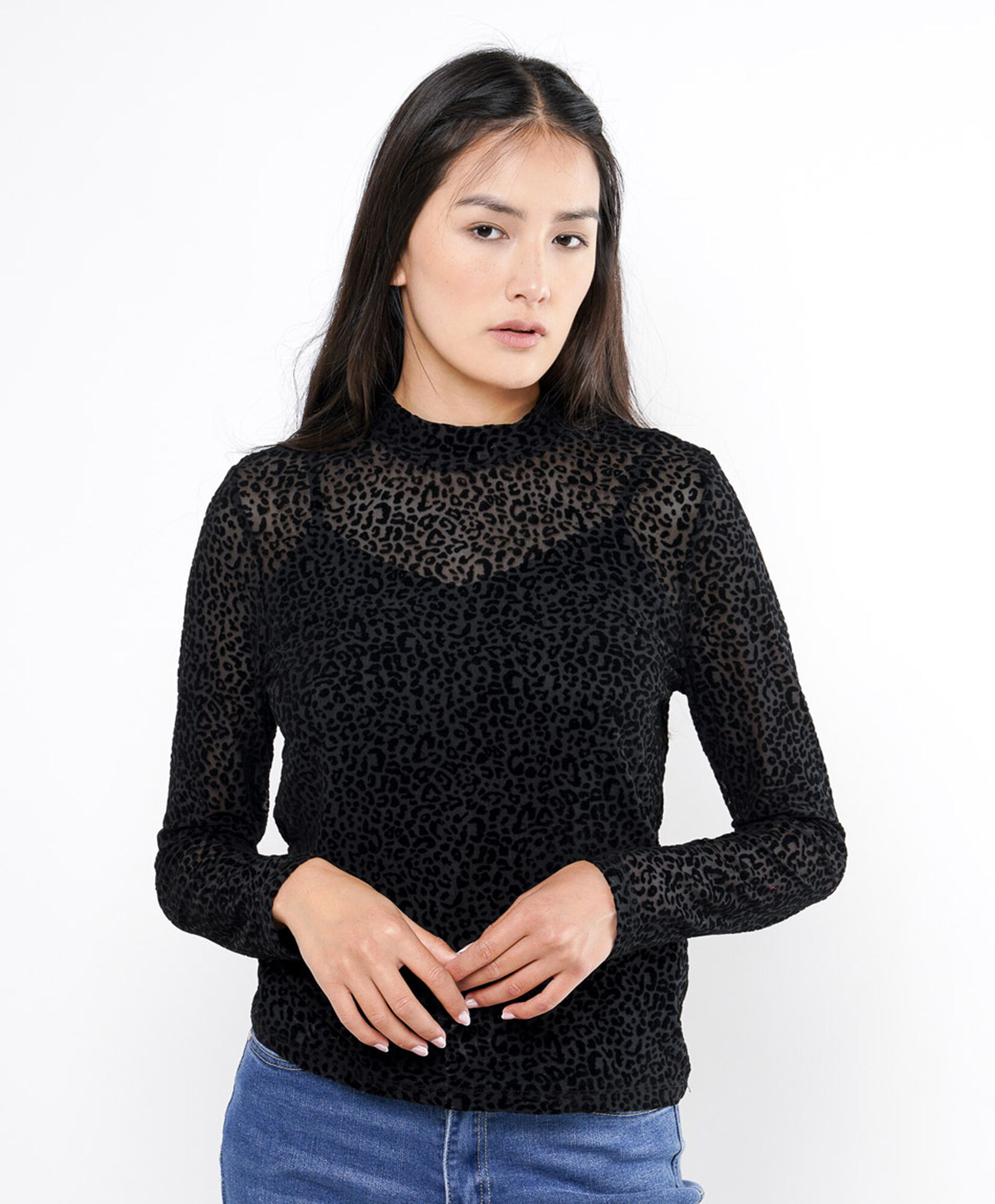 Polera mujer malla animal print Polera mujer malla animal print