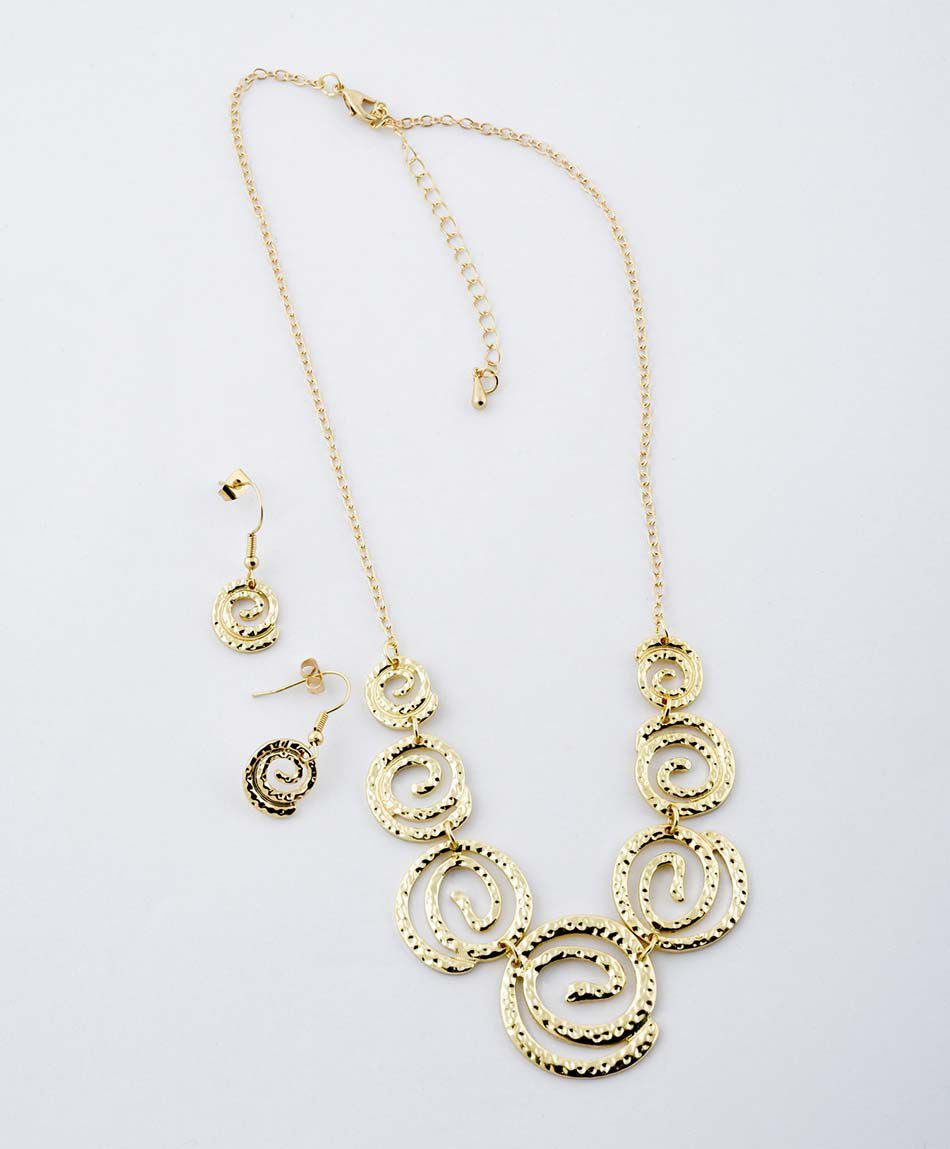 Set collar + aros mujer espiral 3 piezas