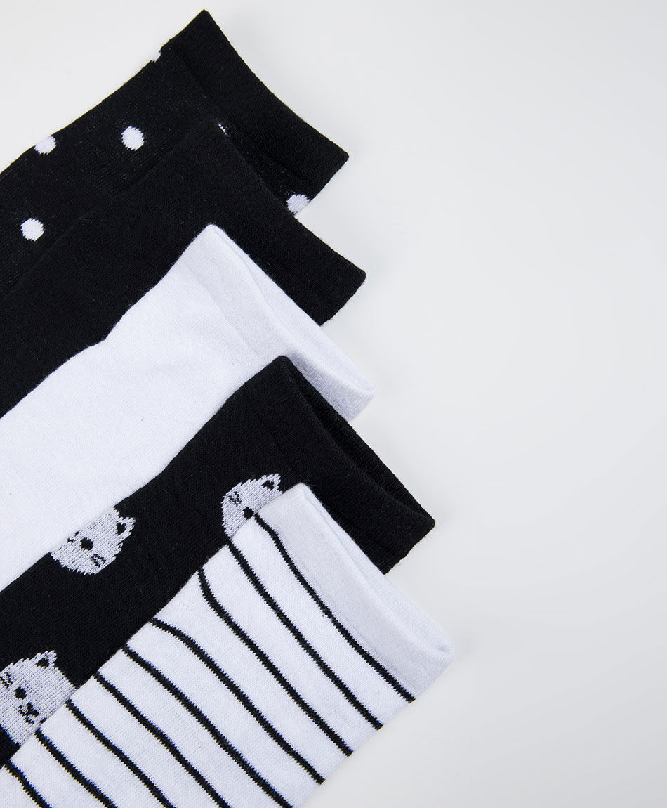 Pack 5 calcetines mujer cortos gatitos