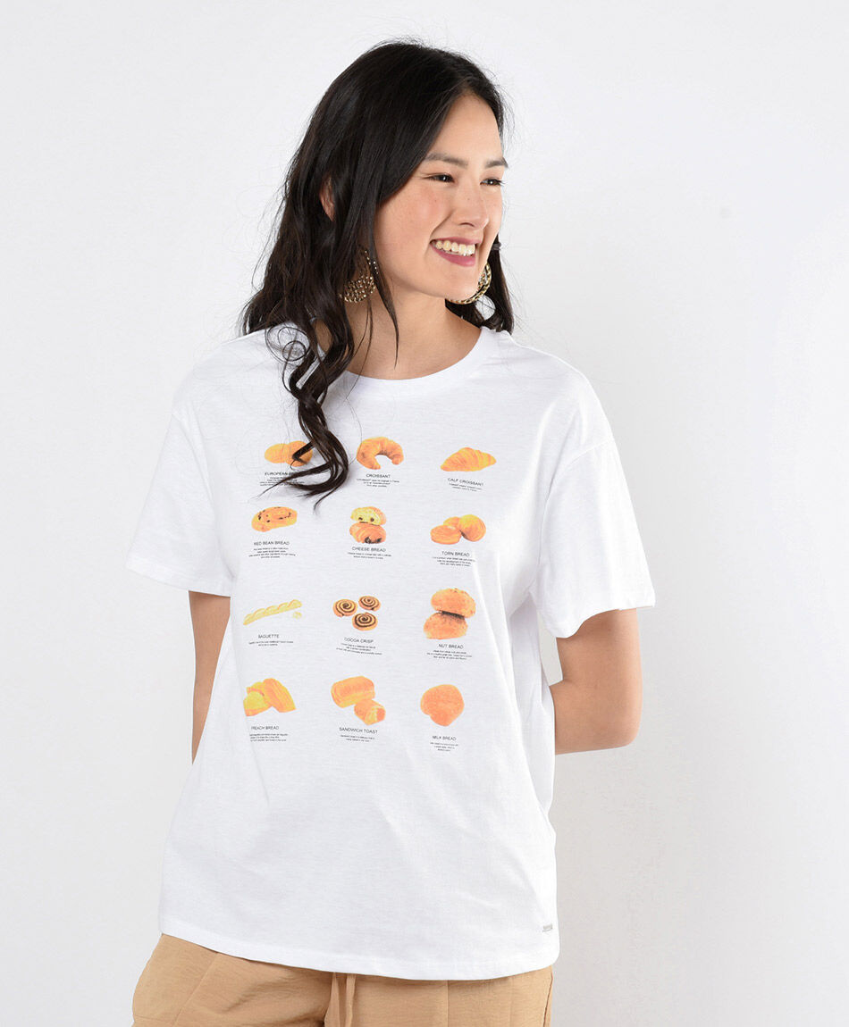 Polera mujer estampado panes