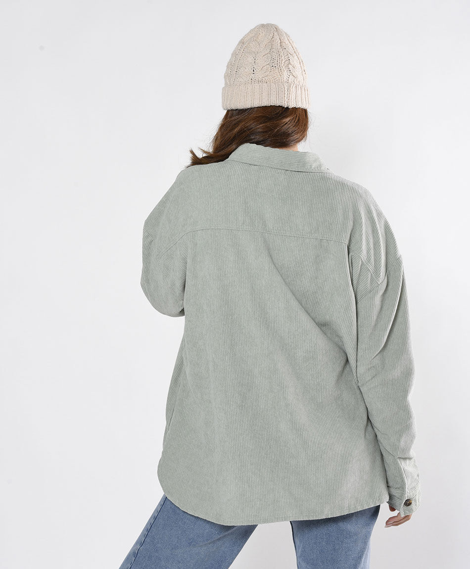 Blusa mujer corderoy bolsillo camisero