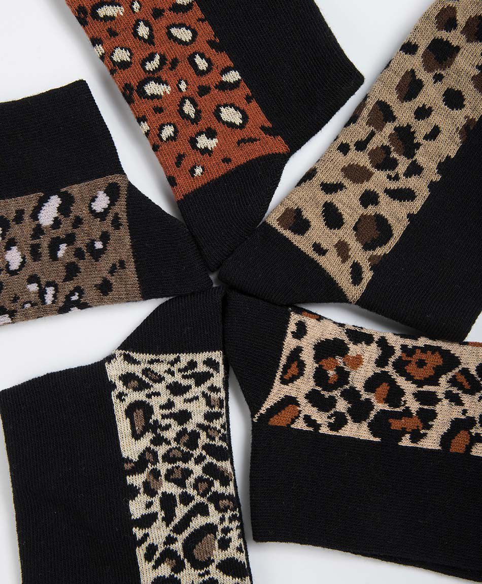 Pack 5 calcetines mujer mix animal print