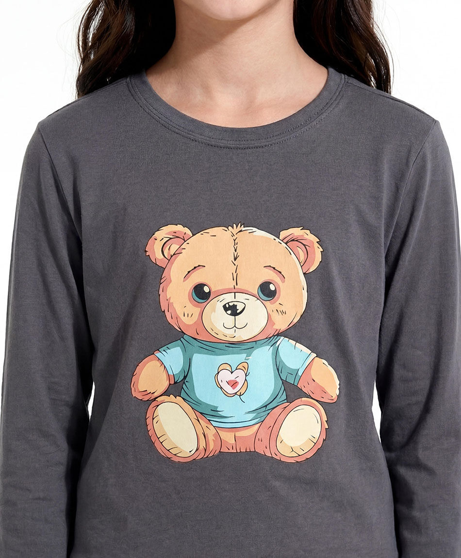 Polera ni&ntilde;a estampado oso beb&eacute;