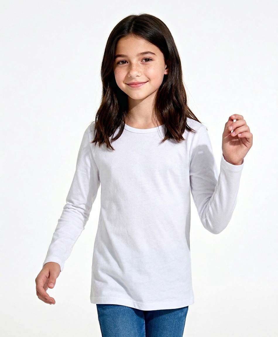 Polera ni&ntilde;a b&aacute;sica manga larga
