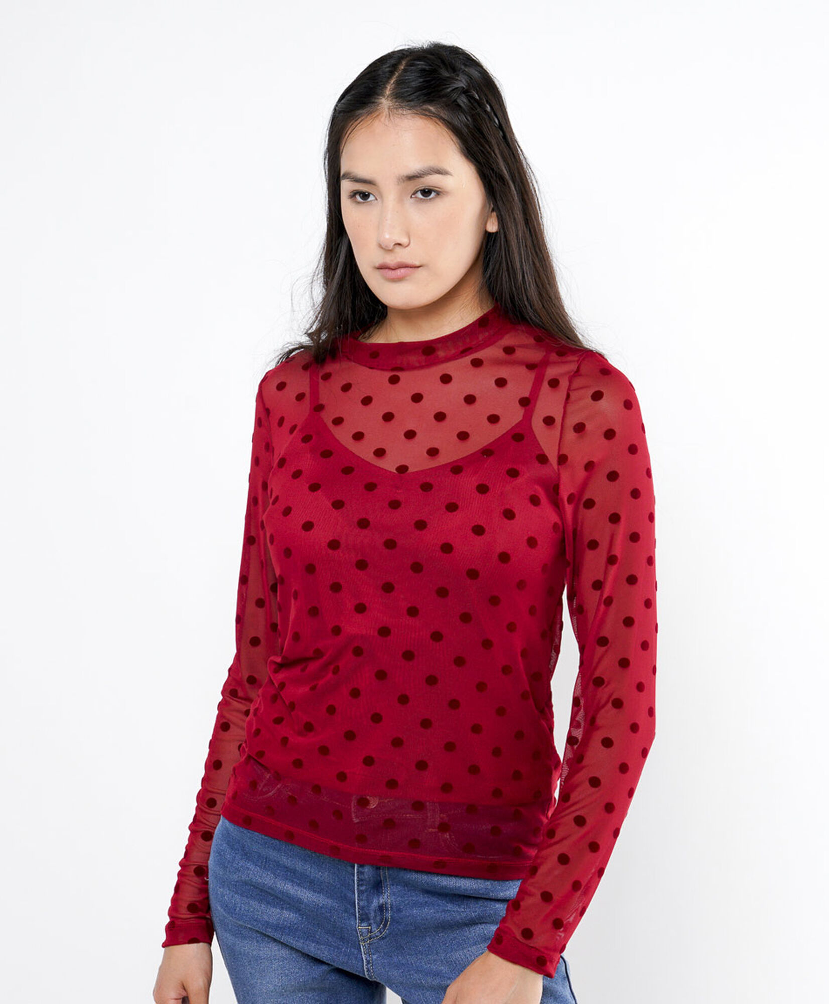 Polera mujer malla puntos Polera mujer malla puntos