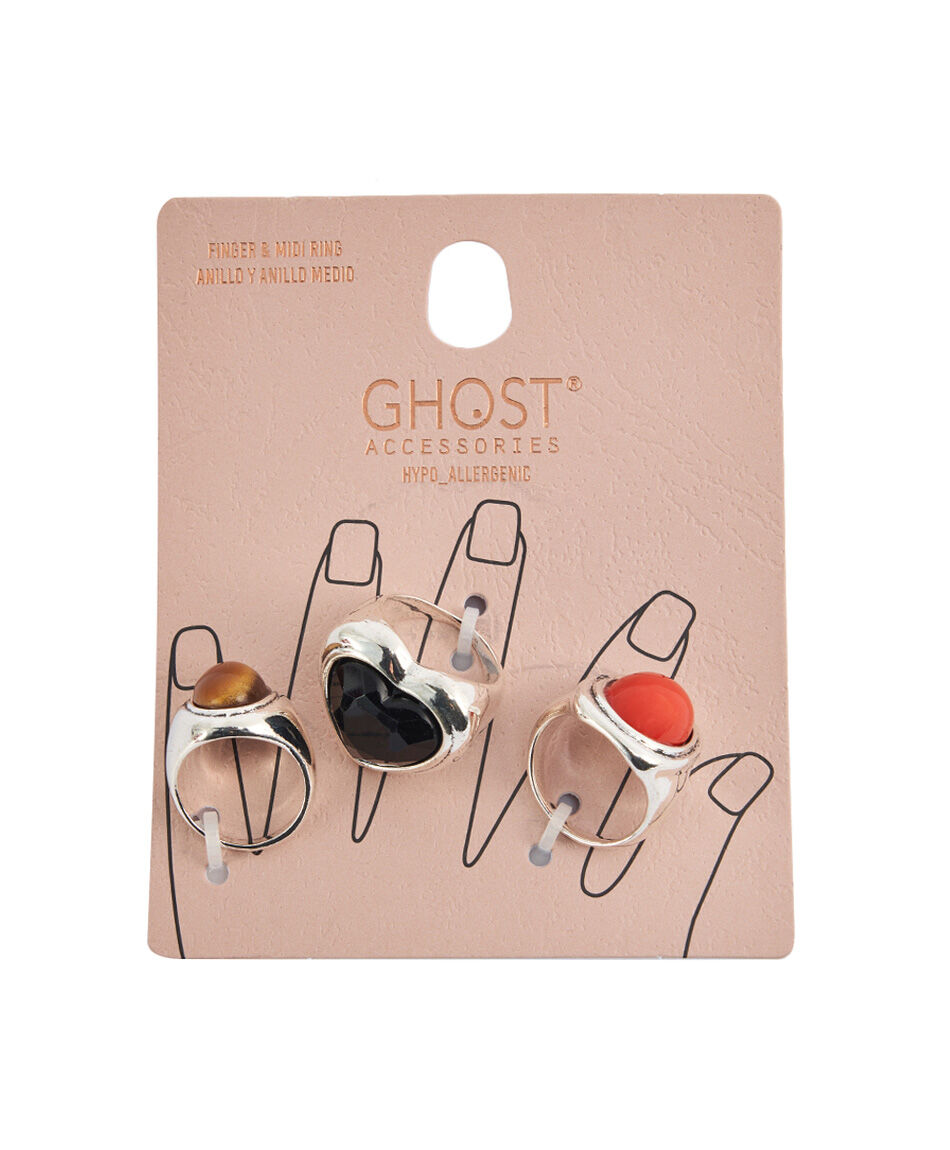 Set 3 anillos mix piedras