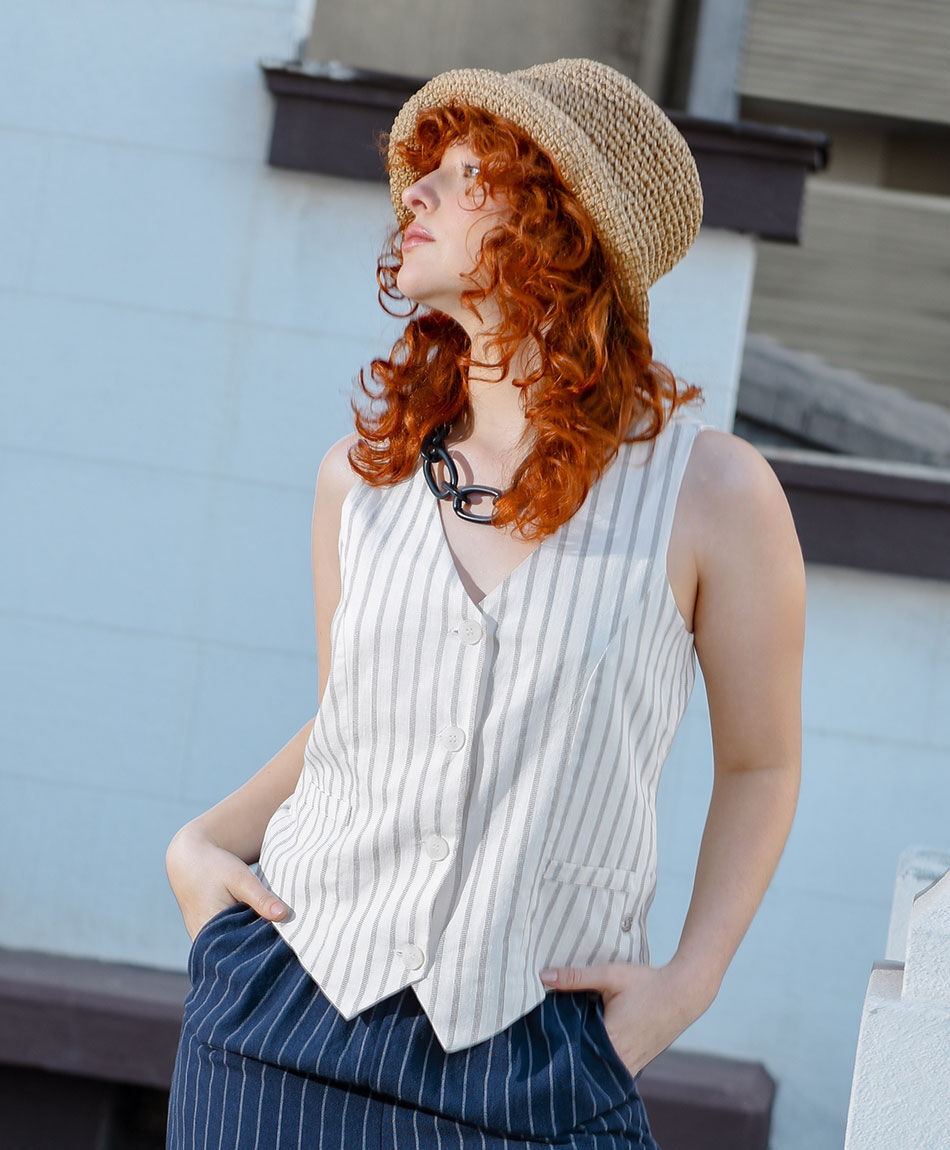 Vest mujer l&iacute;neas lino