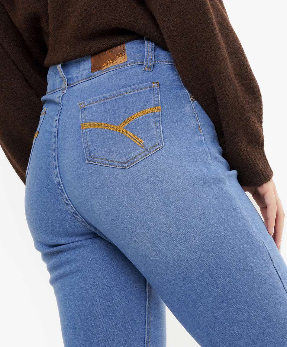 Jeans mujer flare tiro alto blue