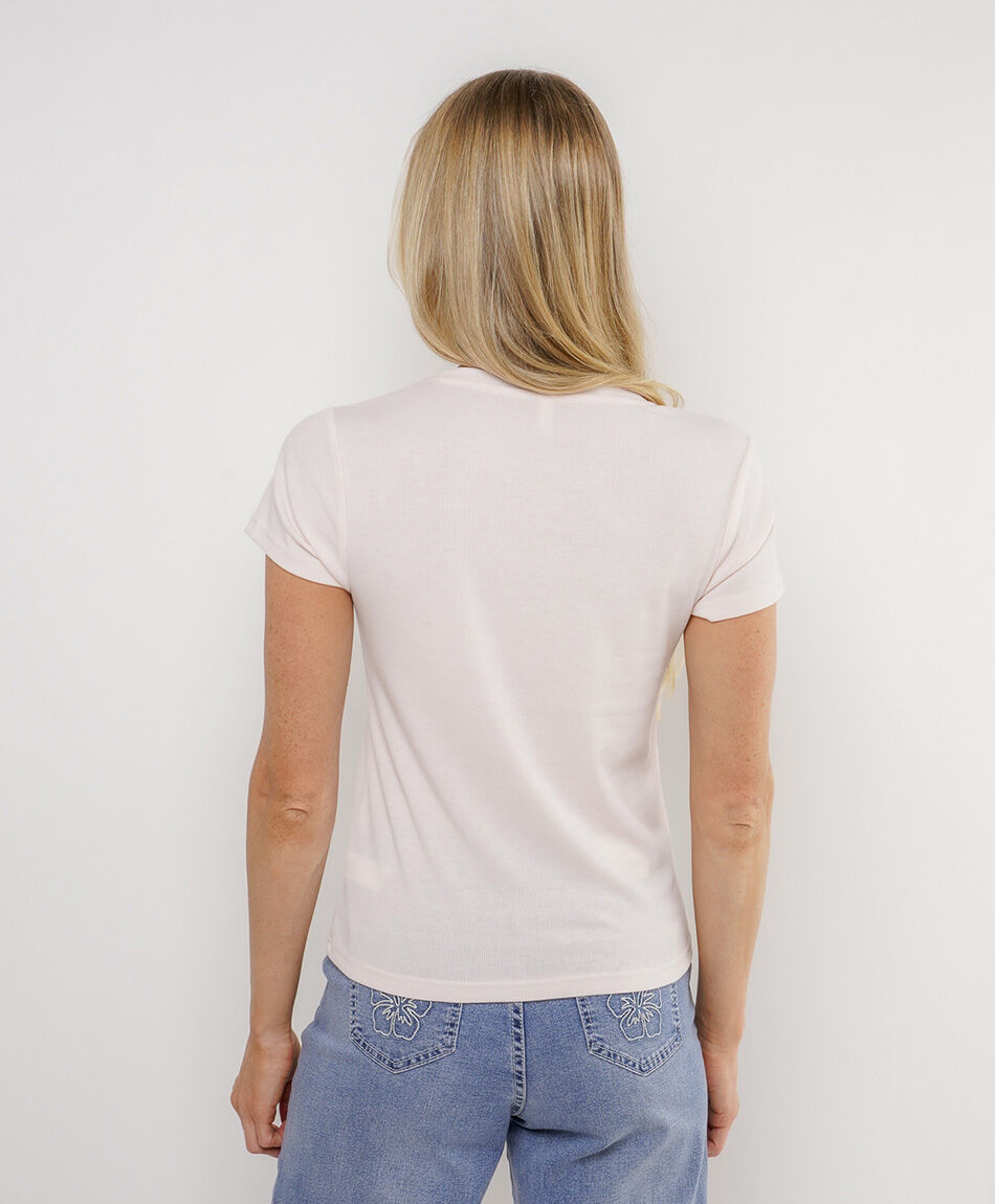 Polera mujer acanalada rosada