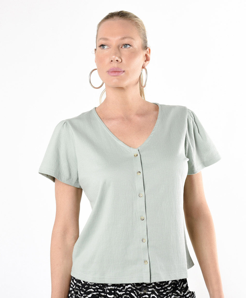 Polera mujer abotonada