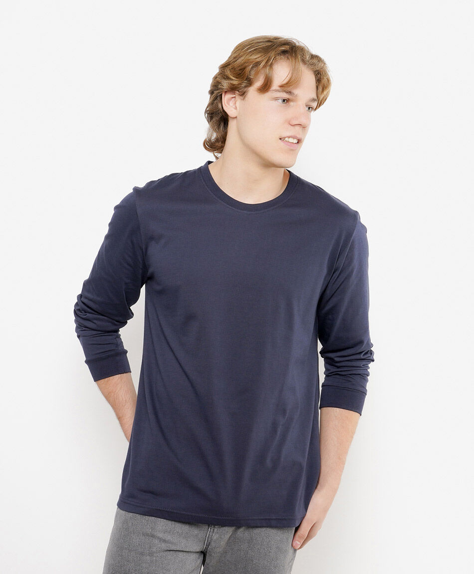 Polera hombre lisa manga larga