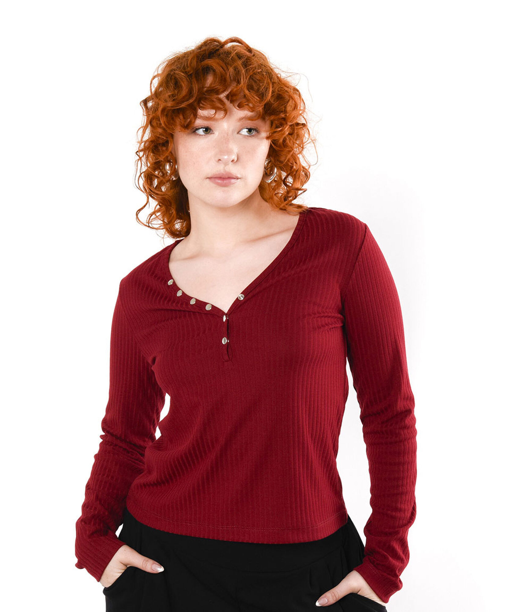 Polera mujer acanalada broches Polera mujer acanalada broches
