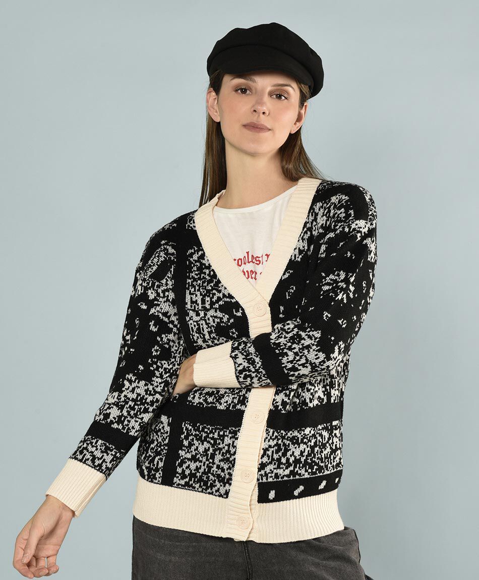 C&aacute;rdigan jacquard cuello en v