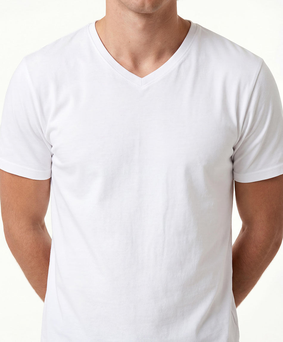 Polera hombre cuello en v lisa