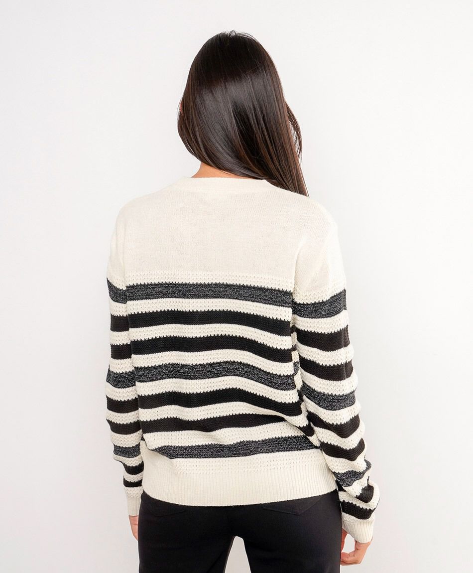 Sweater mujer dise&ntilde;o rayas metalicas