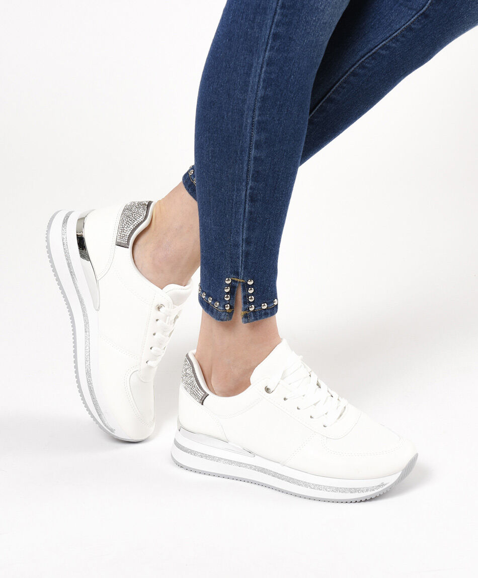 Zapatilla mujer brillos plataforma