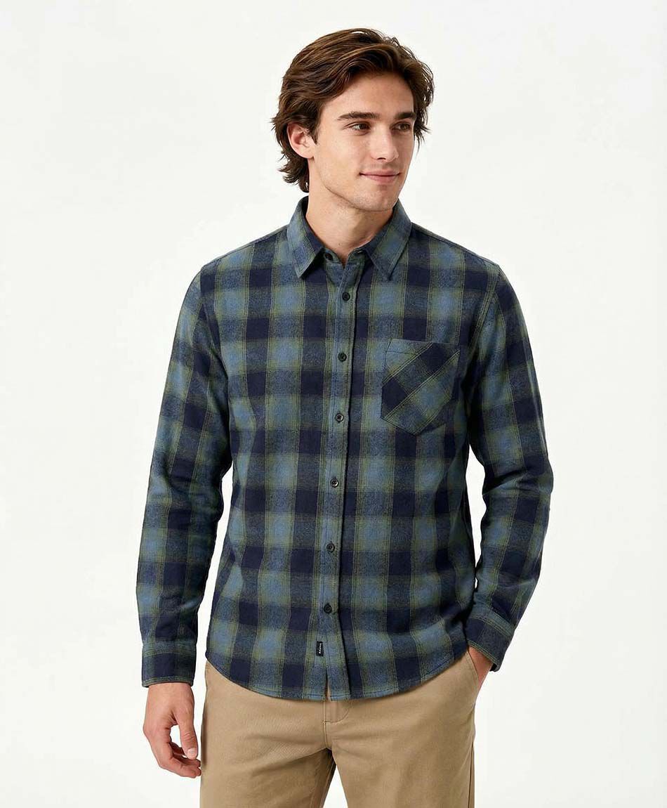 Camisa hombre azul franela