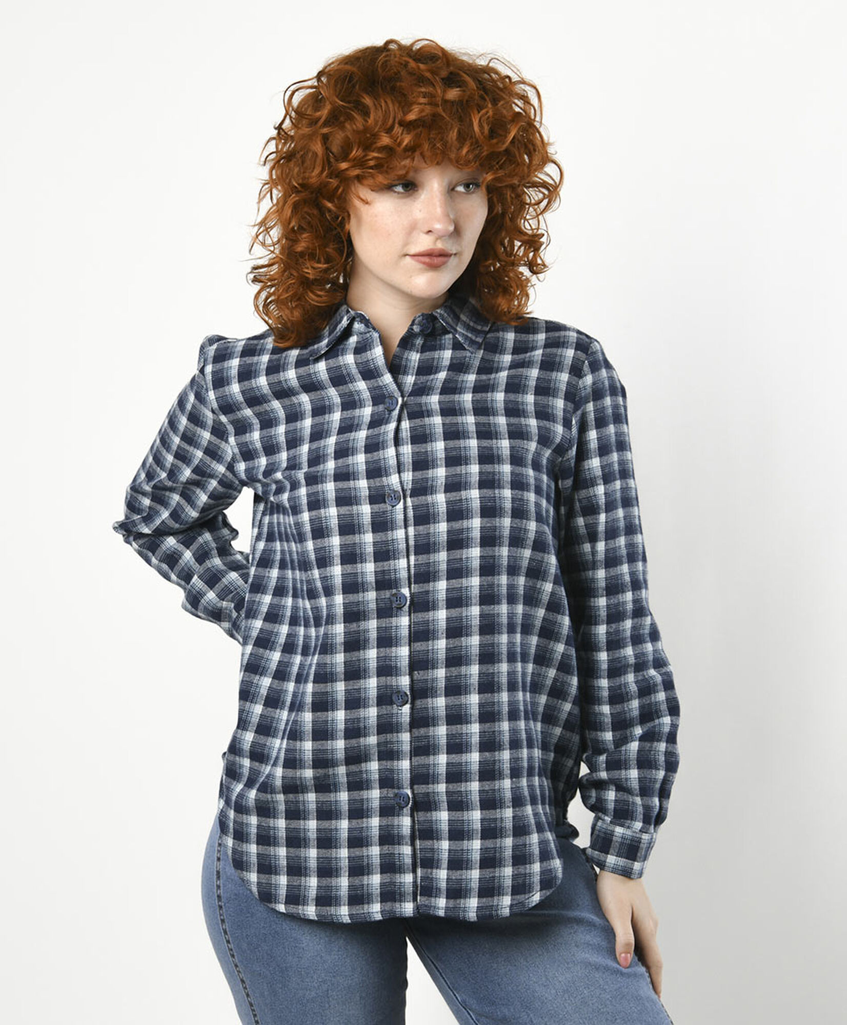 Blusa mujer cuadrillé azul Blusa mujer cuadrillé azul