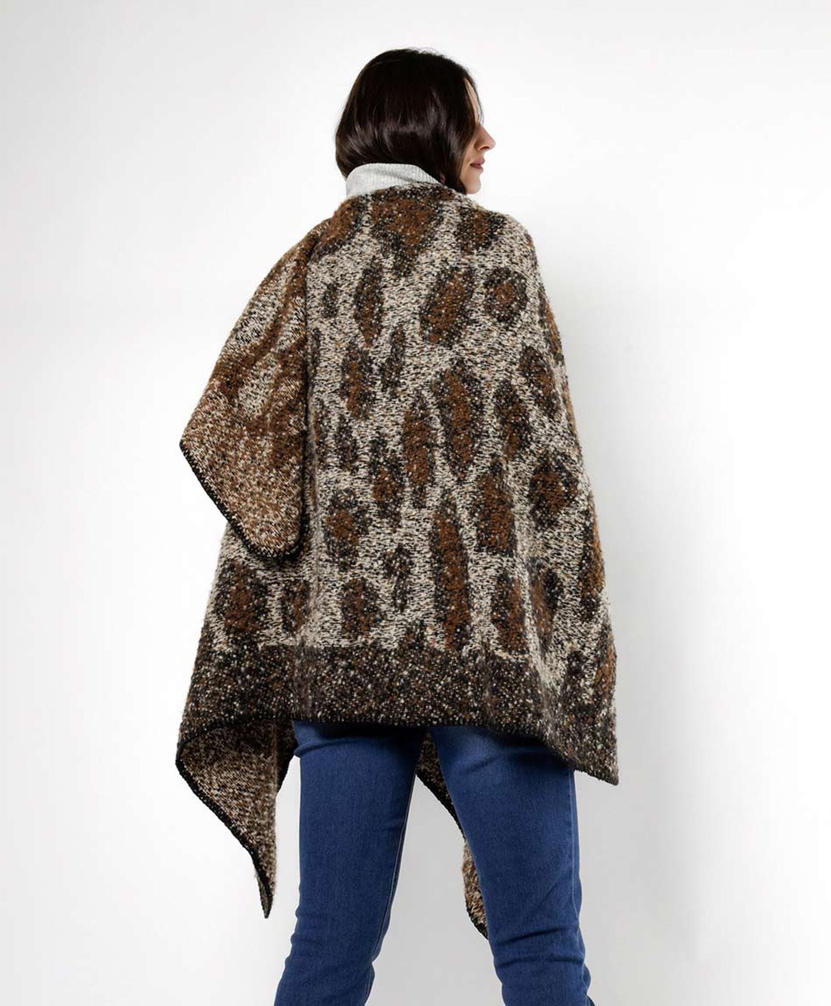 Poncho mujer print café Poncho mujer print café