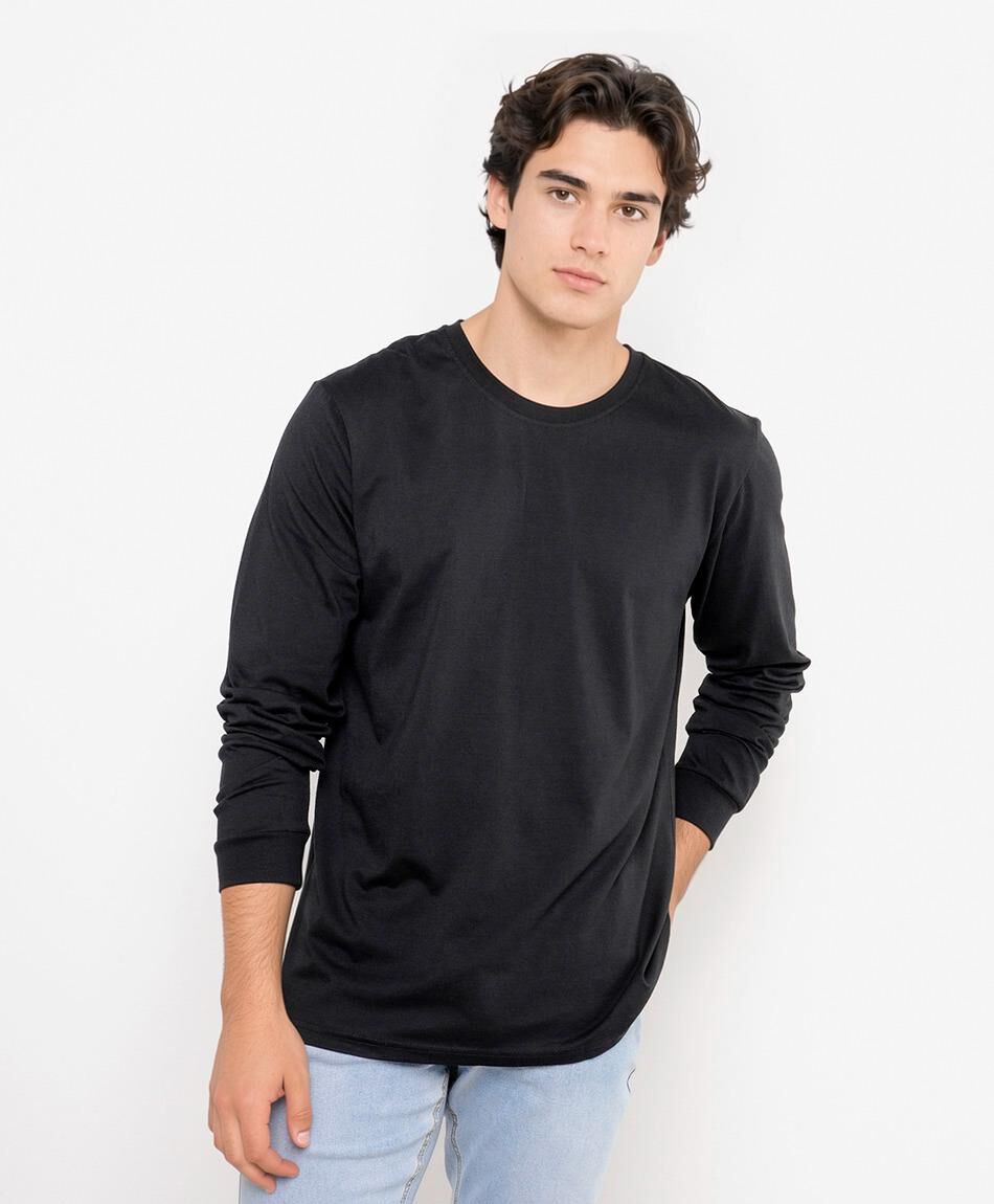 Polera hombre lisa manga larga